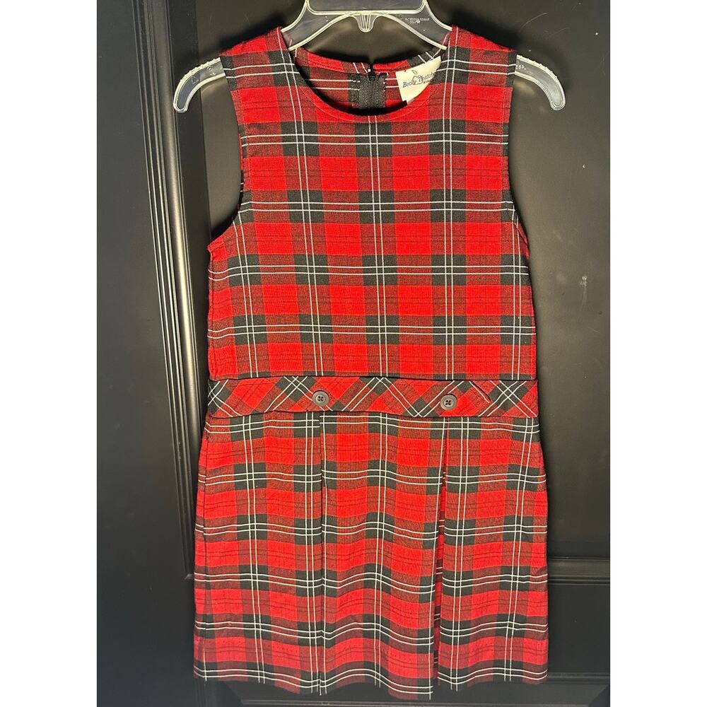 Becky Thatcher Girls Red Plaid Jumper Dress – Size 7 – Classic School Style